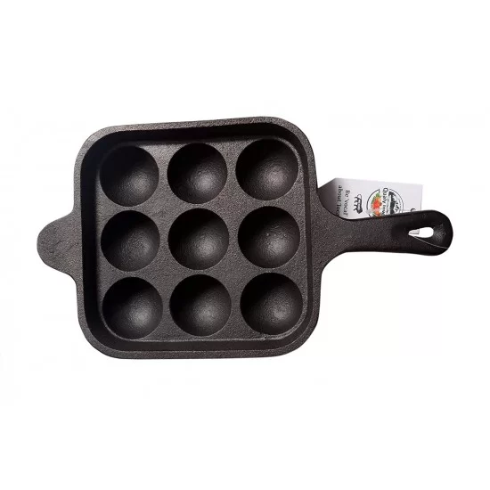 Proudly India 12 Pits Cast Iron Kuzhi Paniyaram Pan, Appam Patra